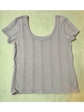 Madewell Gray Open-Knit Short Sleeve Top Women's Size XXS